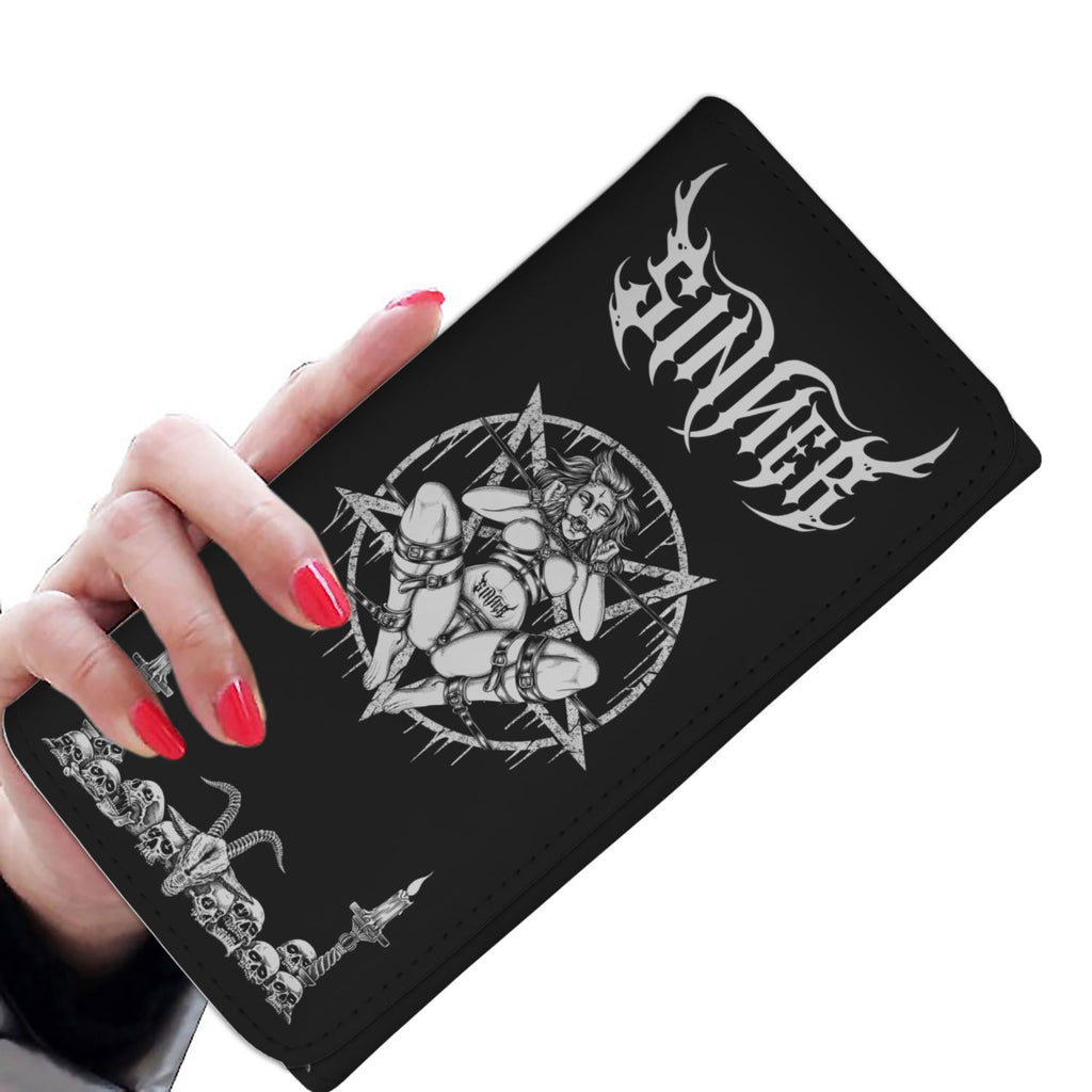 Skull Satanic Pentagram Satanic Pentagram Demon Chained To Sin And Lovin It Wallet