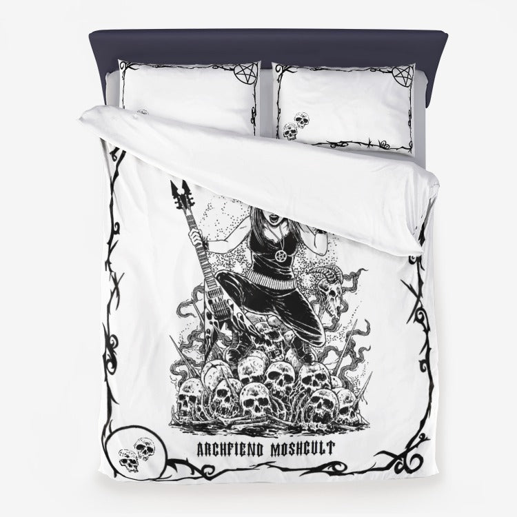 Heavy Metal Death Metal Thrash Metal Skull Inverted Pentagram Devil Chick 3 Piece Duvet Set With Room On Top Of Duvet For Pillows