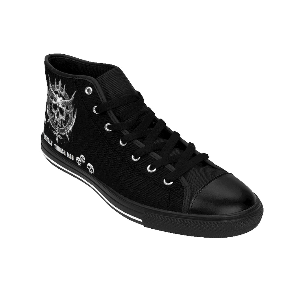 Horned Skull Inverted Cross Knife Unholy Thrash Mob Mens High Tops