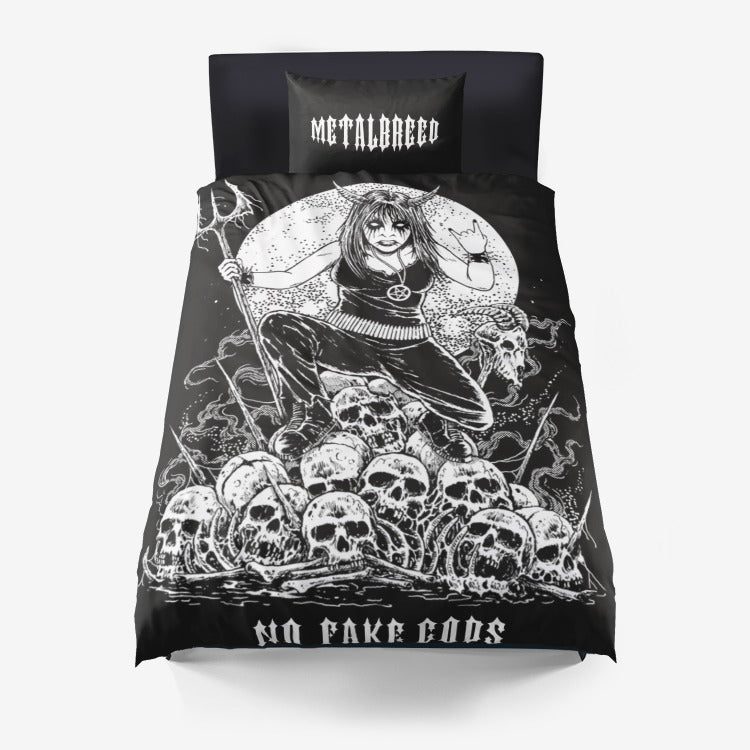 Skull Pentagram Black Metal Death Metal Thrash Metal Metalbreed No Fake Gods 3 Piece Duvet Set
