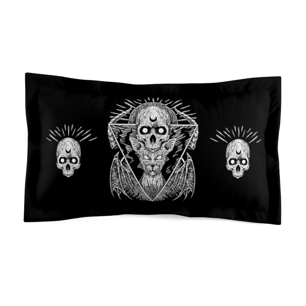 Skull Gothic Cat Comforter Microfiber Pillow Sham Black And White Version