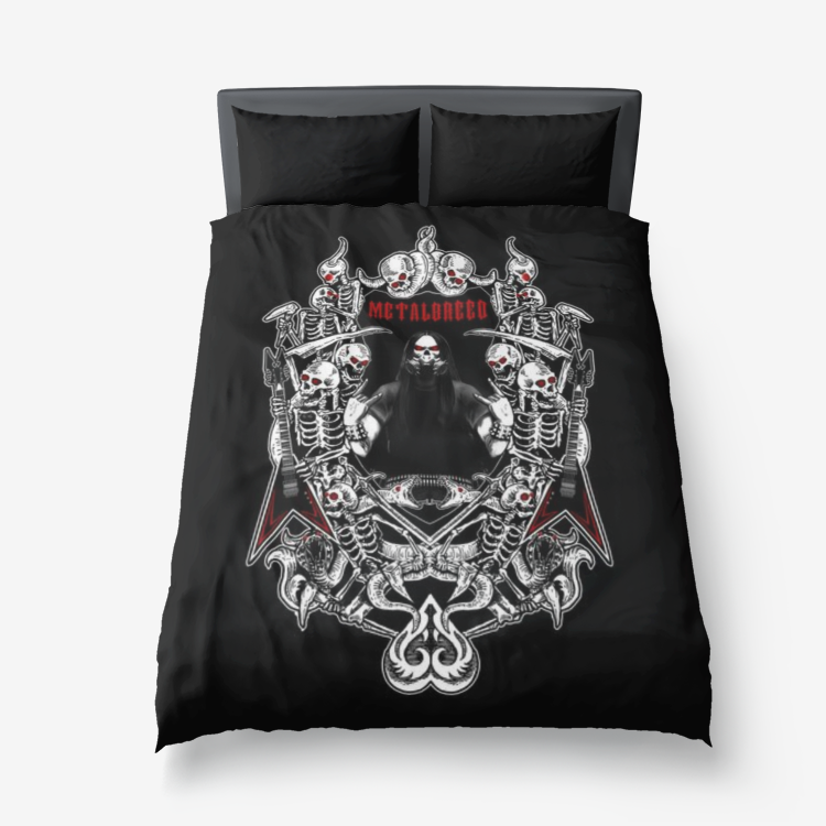 Metalbreed Skull Guitar Heavy Metal Music 3 Piece Bed Set Red Version