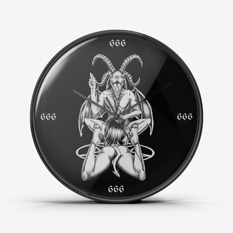 Satanic Baphomet Goat Satanic Pentagram Lust God 666 Silent Non Ticking Quality Quartz Wall Clock