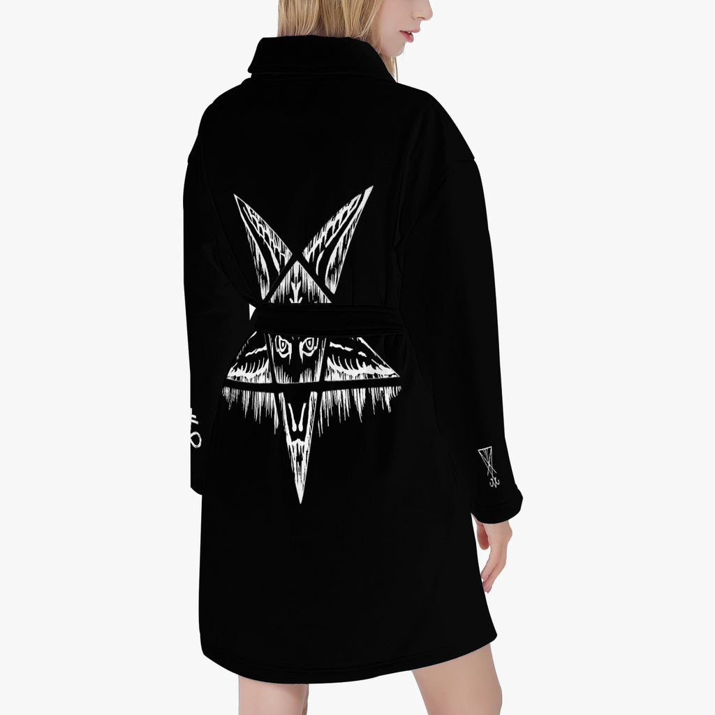 Satanic Pentagram Drip Women's Loose-fitting Bathrobe Lucifer Version