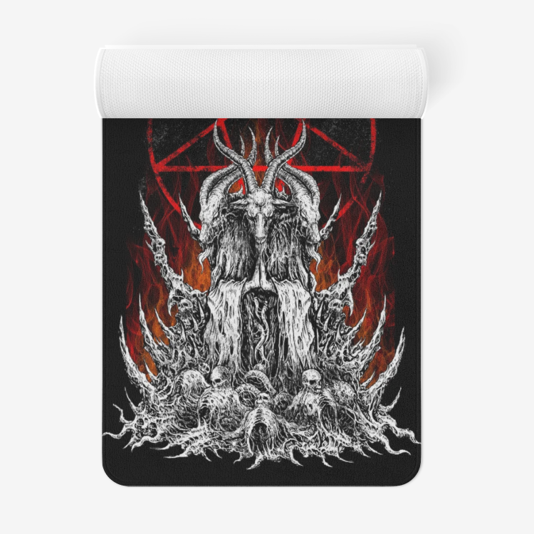 Skull Satanic Goat Satanic Pentagram Flame 18" x 30" Microfiber Chevron Non-Slip Soft Bath Kitchen Mat