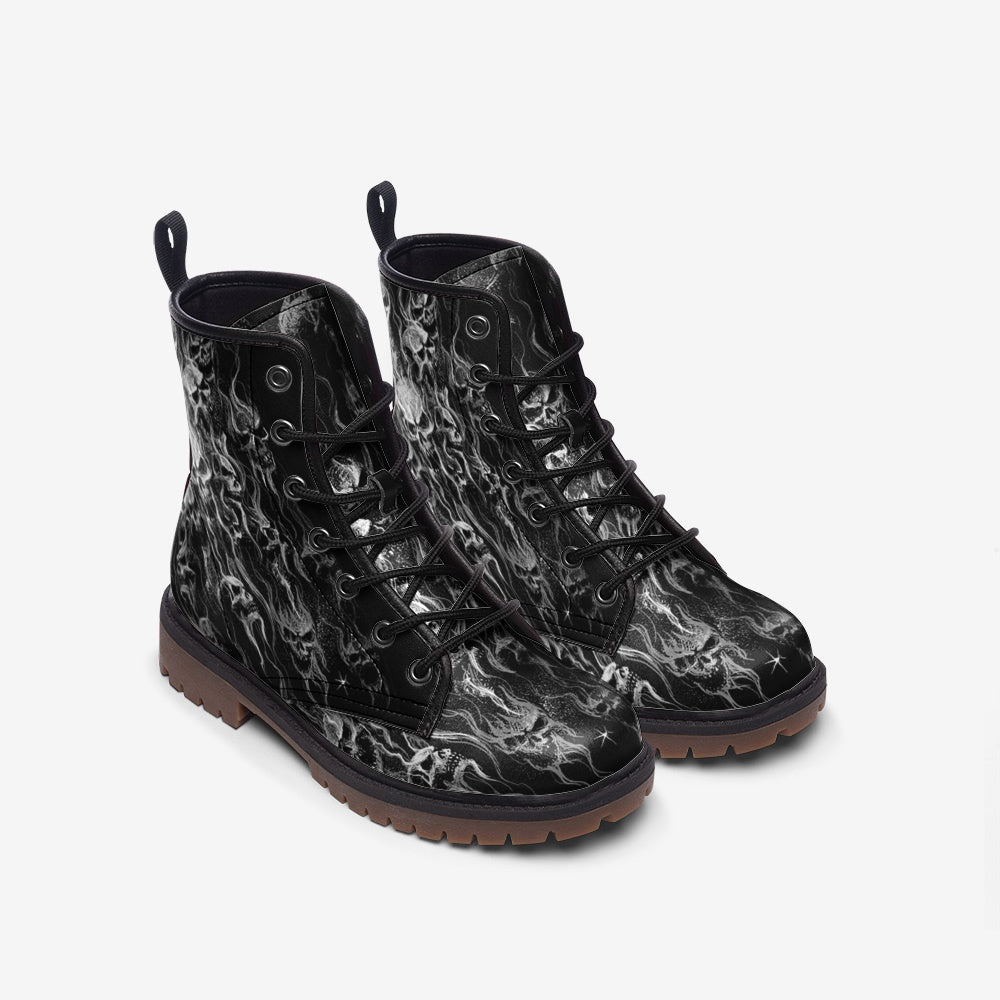 New! Best Selling Smoke Skull Design And Color Made Into A High Quality Casual Leather Lightweight boot MT