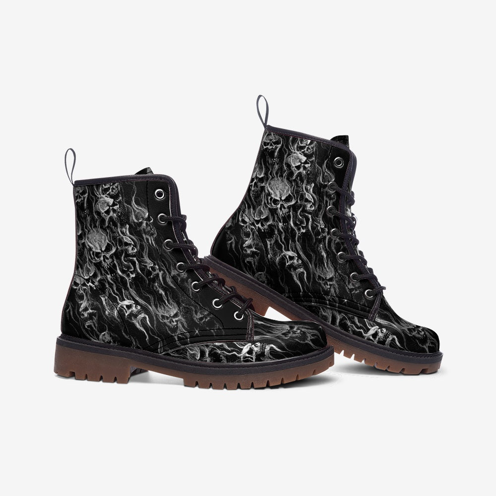 New! Best Selling Smoke Skull Design And Color Made Into A High Quality Casual Leather Lightweight boot MT