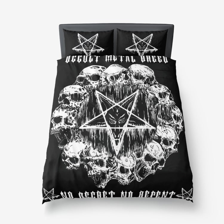 Occult Metal Breed Skull Satanic Inverted Pentagram Death Metal Thrash Metal Black Metal 3 Piece Bed Set