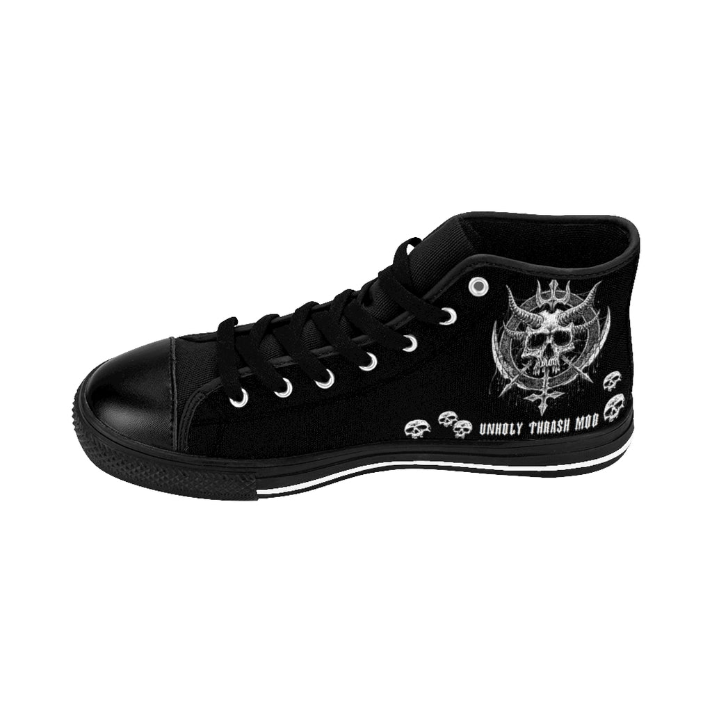 Horned Skull Inverted Cross Knife Unholy Thrash Mob Mens High Tops