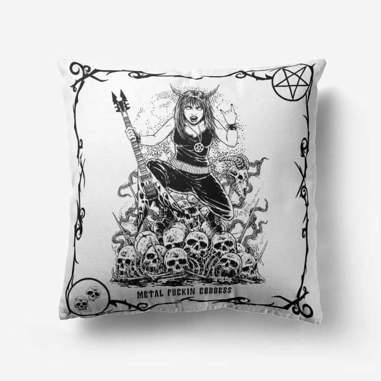 Thrash Metal Death Metal Heavy Metal Music Skull Guitar Inverted Pentagram Devil Chick Hypoallergenic Throw Pillow