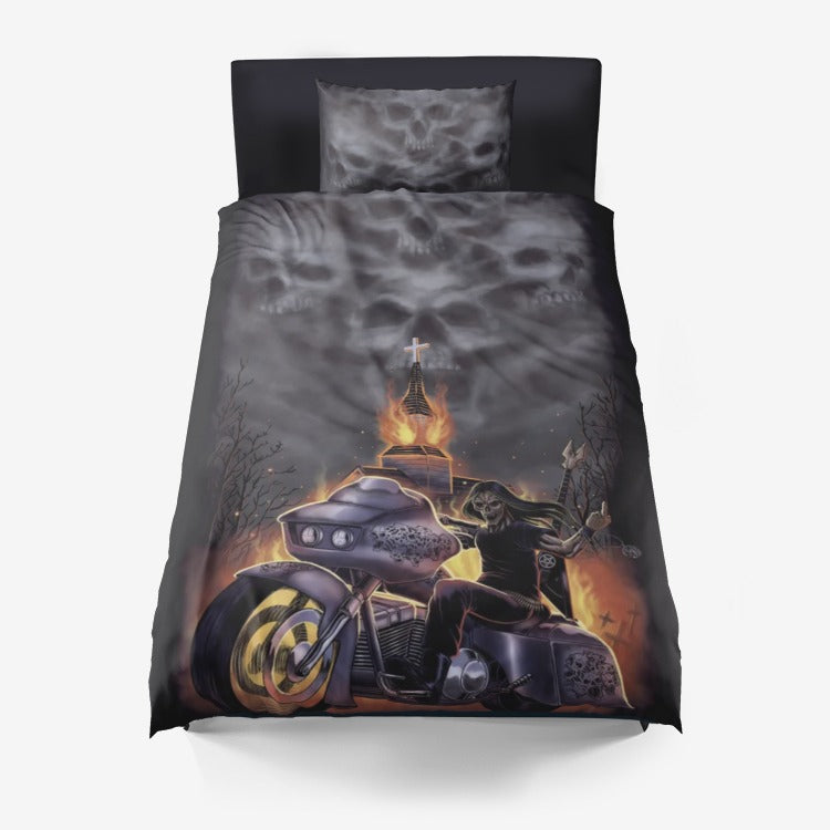 Skull Heavy Metal Thrash Metal Death Metal Biker Guitar 3 Piece Duvet Set