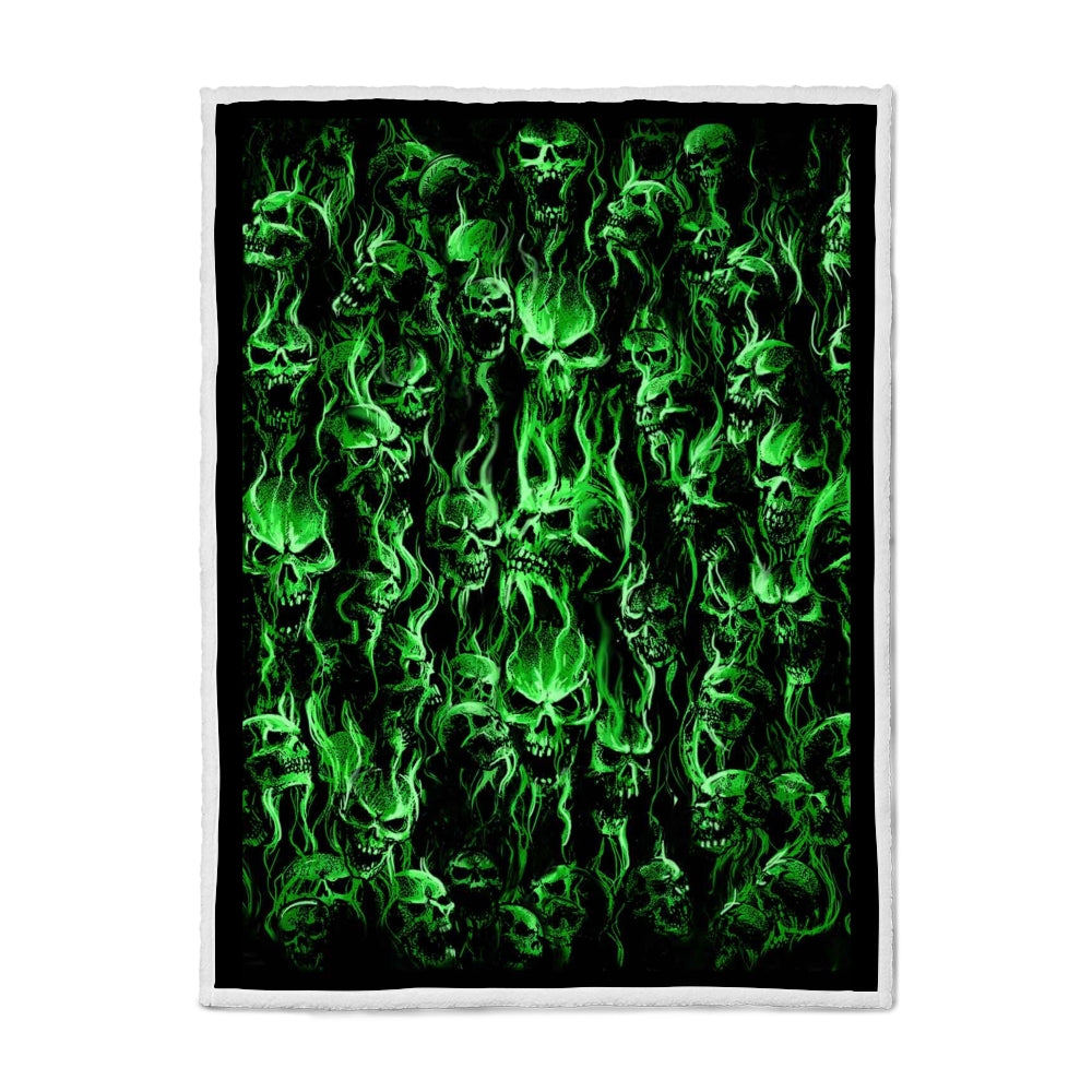 Exotic Green Smoke Skull Blanket Covers The whole Bed With A must Have Price