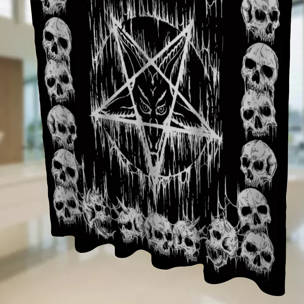 Skull Satanic Pentagram Drip Shower Curtain 71" x 69"
