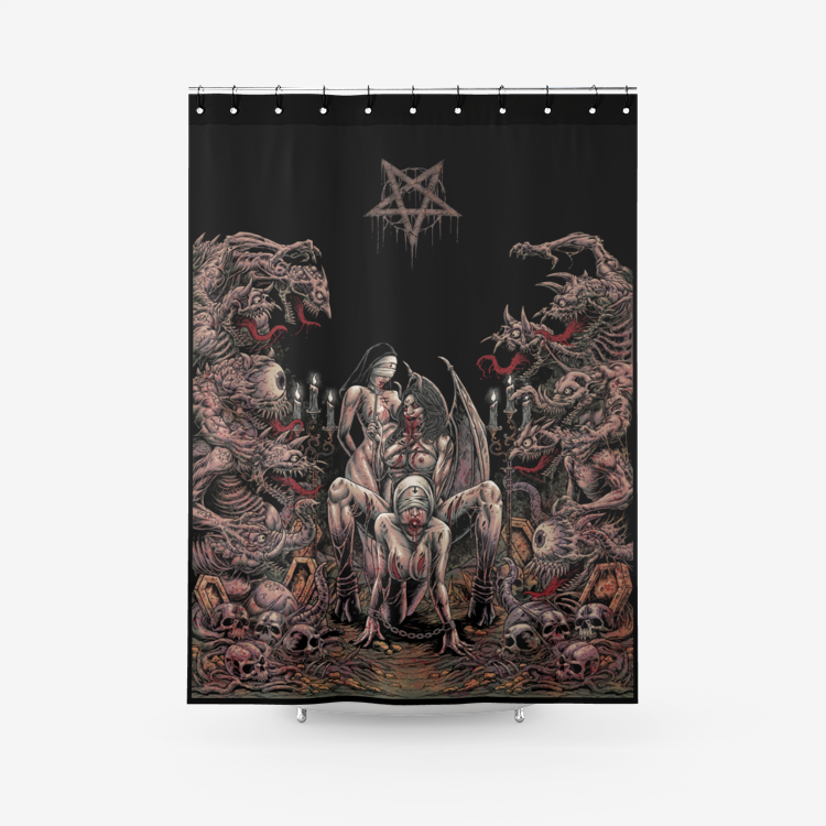 New! Erotic Possession Demon Attack! Textured Fabric Shower Curtain Original Colors