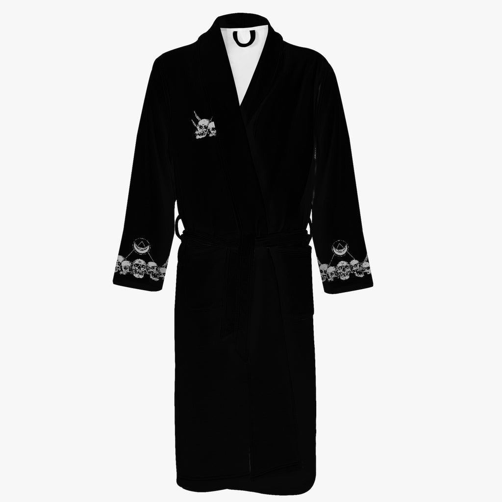 Skull Baphomet Erotic Revel In Freedom And Realize It Throne Men’s Loose-fitting Bathrobe