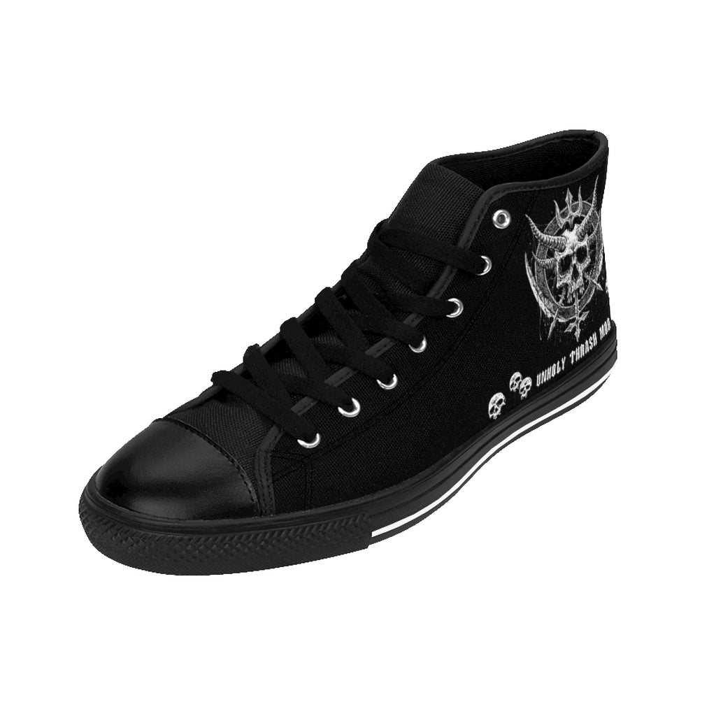 Horned Skull Inverted Cross Knife Unholy Thrash Mob Mens High Tops