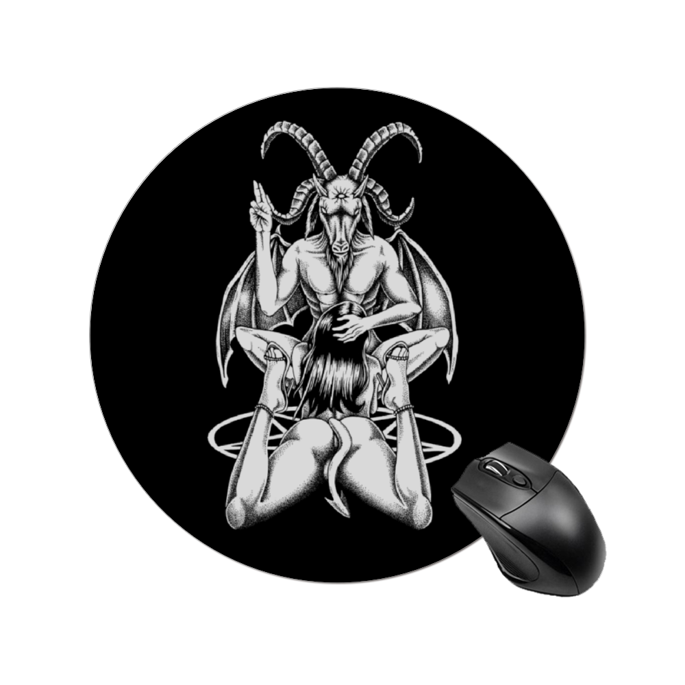Baphomet Satanic Pentagram Ultimate Bachelor Lust God Round Non-slip Waterproof Mouse Pad