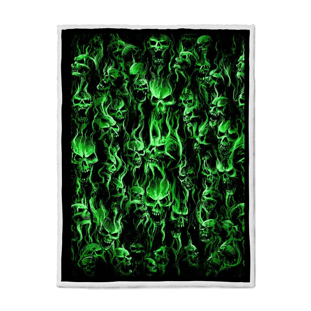 Exotic Green Smoke Skull Sherpa Fleece Blanket This Affordable Blanket Covers A Full Size Bed
