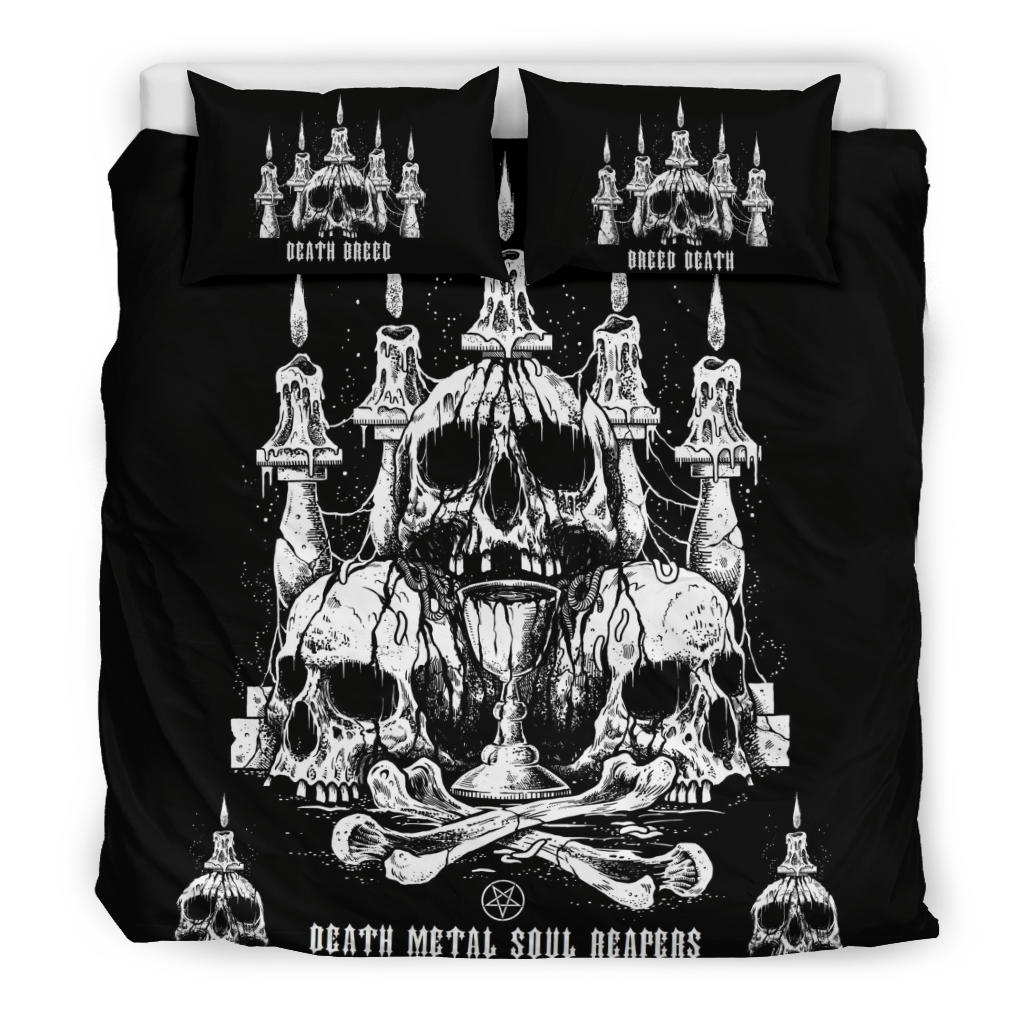 Skull Satanic Altar Inverted Pentagram Death Metal Death Breed 3 Piece Duvet Set