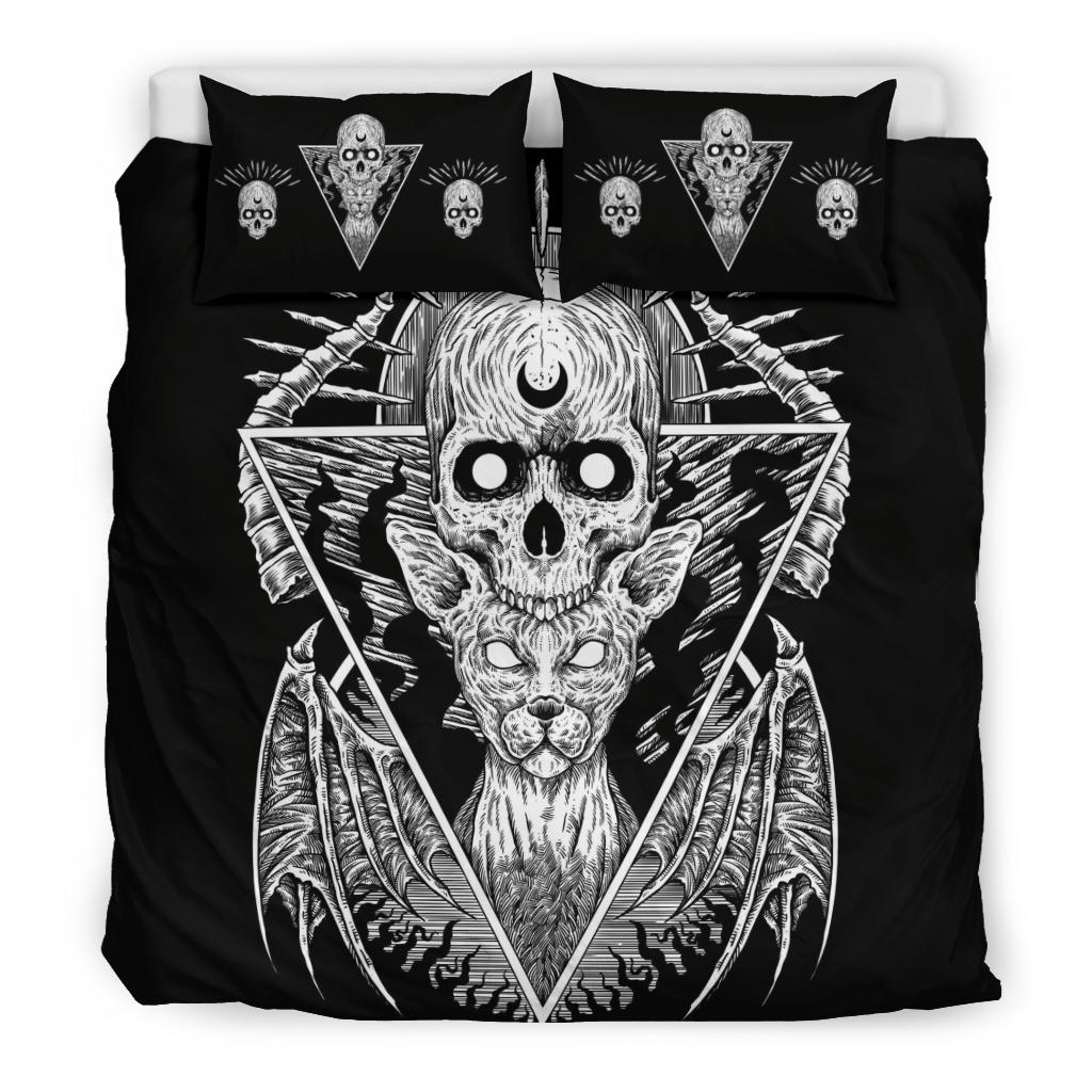 Gothic Skull Cat 3 Piece Duvet Set Black Version # 2