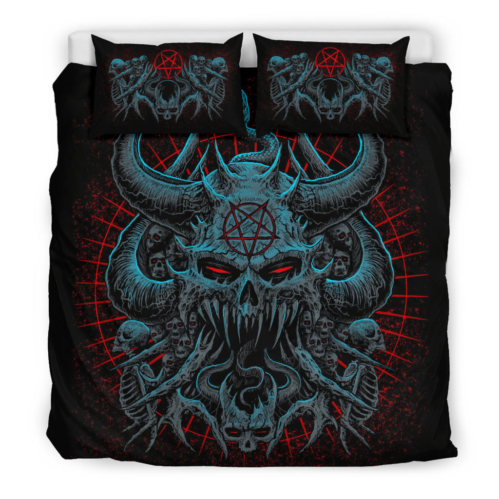 Skull Satanic Pentagram Evil As Hell Demon Serpent 3 Piece Duvet Set