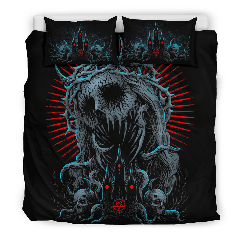 Skull Demon Zombie Savior Satanic Church 3 Piece Duvet Set Color Version