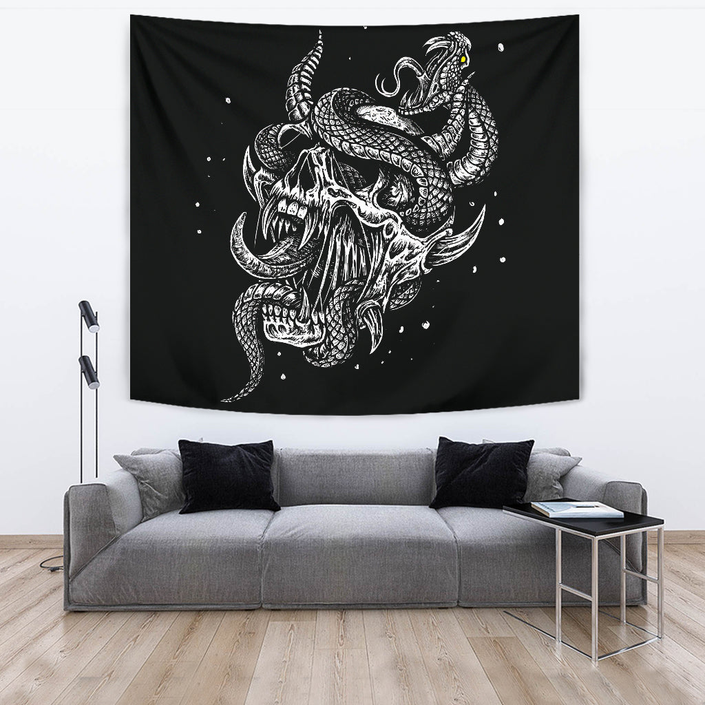 Skull Demon Glowing Eye Serpent Large Wall Tapestry