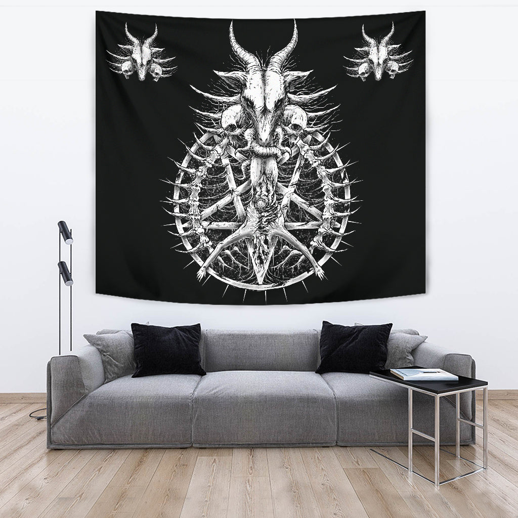 Skull Satanic Pentagram Thorn Goat Savior Illusion Large Wall Tapestry