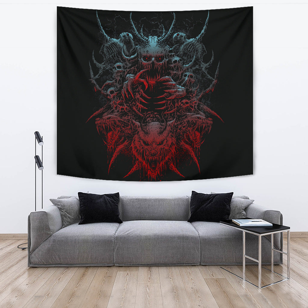 Skull Demon Wolf Large Wall Tapestry Color Version