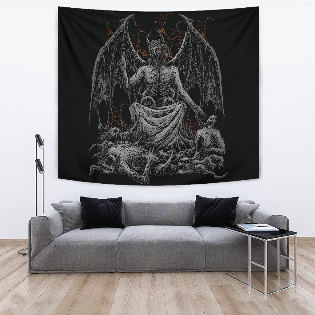 Skull Satanic Demon God Large Wall Decoration Tapestry Dark Version