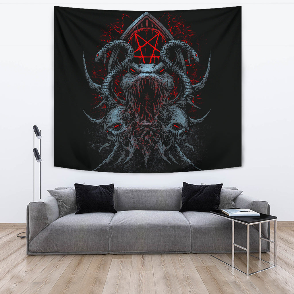 Skull Satanic Pentagram Serpent Shrine Color Version Large Wall Decoration Tapestry Special Promo Price