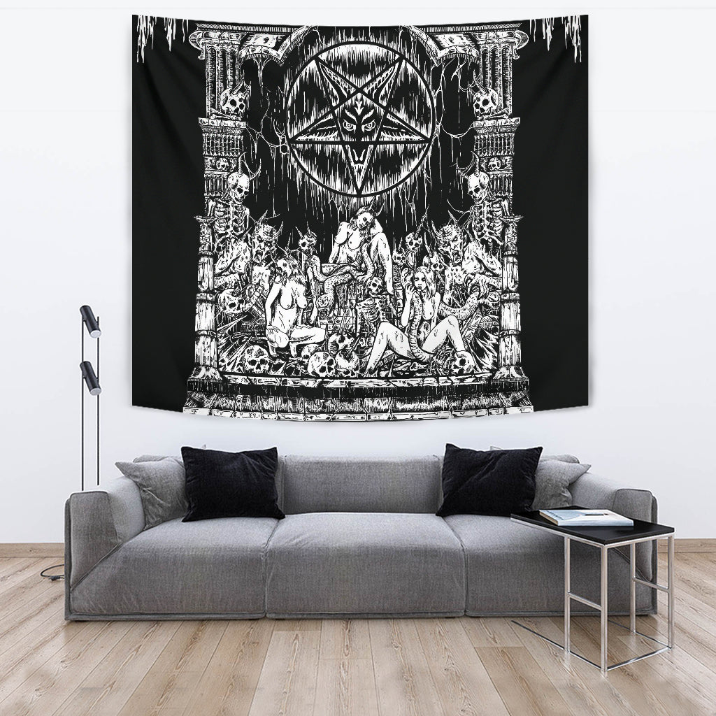 Skull Satanic Pentagram Drip Demon Lust Shrine Large Wall Decoration Tapestry