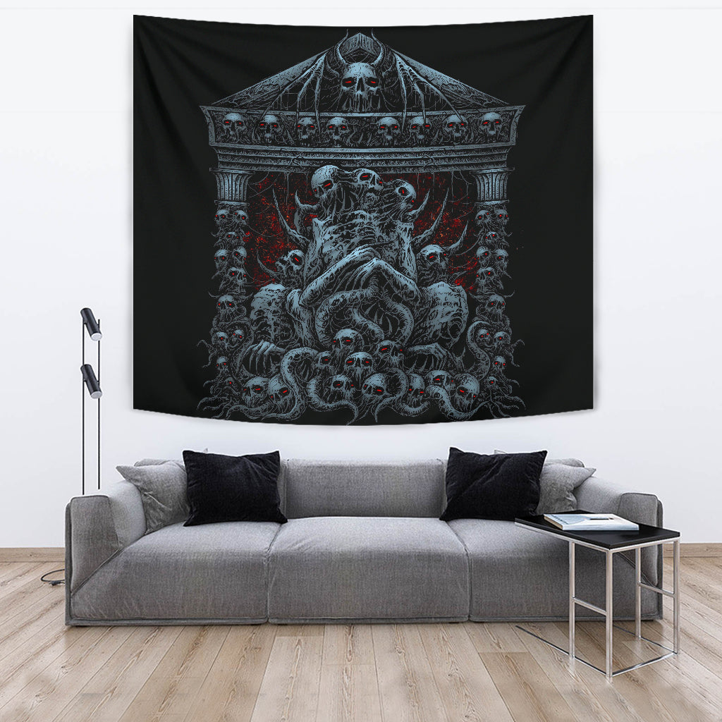 Skull Skeleton Bat Skull Death Shrine Large Wall Decoration Tapestry Color Version