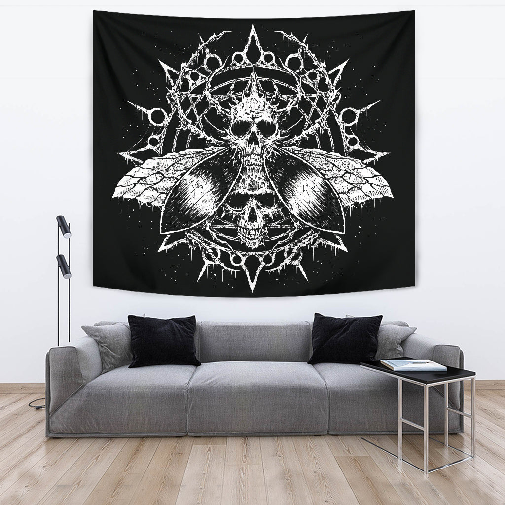 Skull Goth Fly Part 2 Large Wall Decoration Tapestry