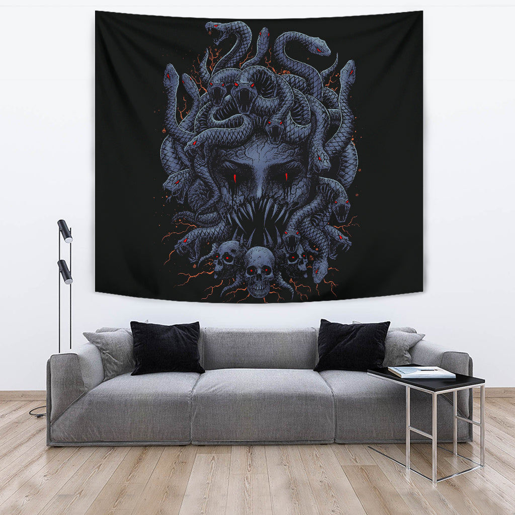 Skull Medusa Demon Goddess Eternal Revenge Of the Injustice Violation Large Wall Decoration Tapestry Color Version