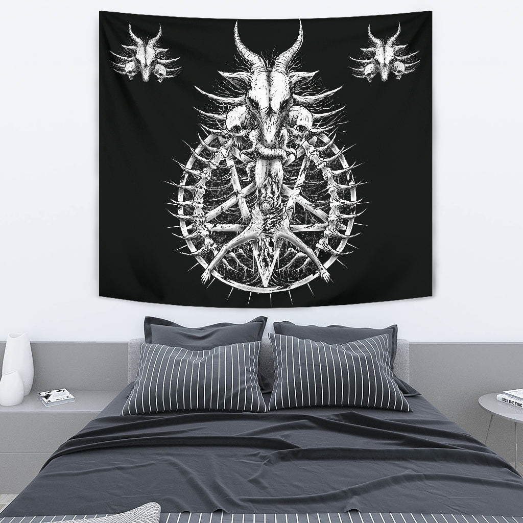 Skull Satanic Pentagram Thorn Goat Savior Illusion Large Wall Tapestry