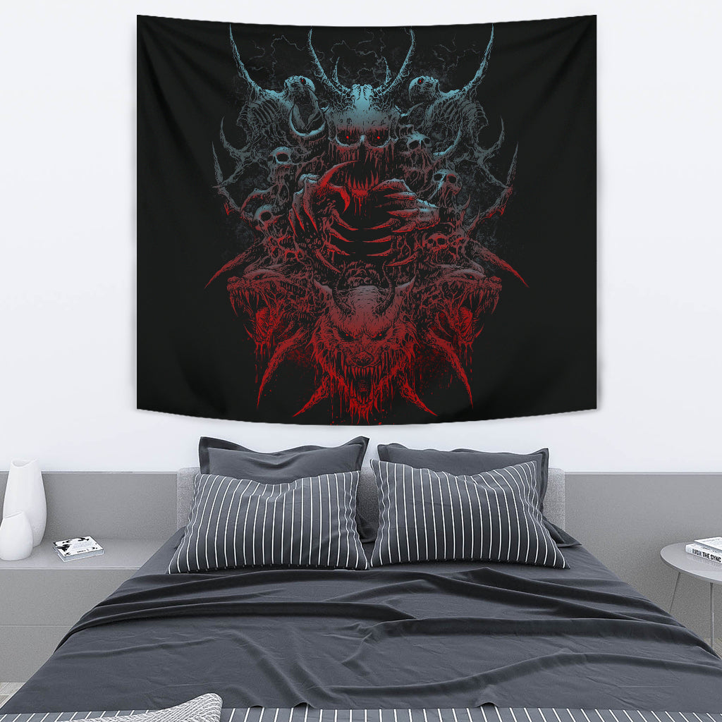 Skull Demon Wolf Large Wall Tapestry Color Version