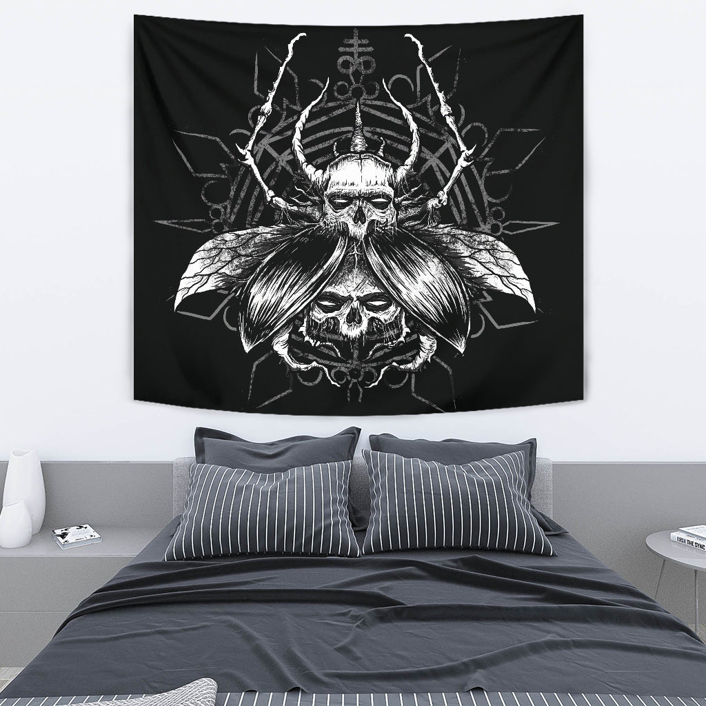 Skull Gothic Satanic Fly Large Wall Tapestry