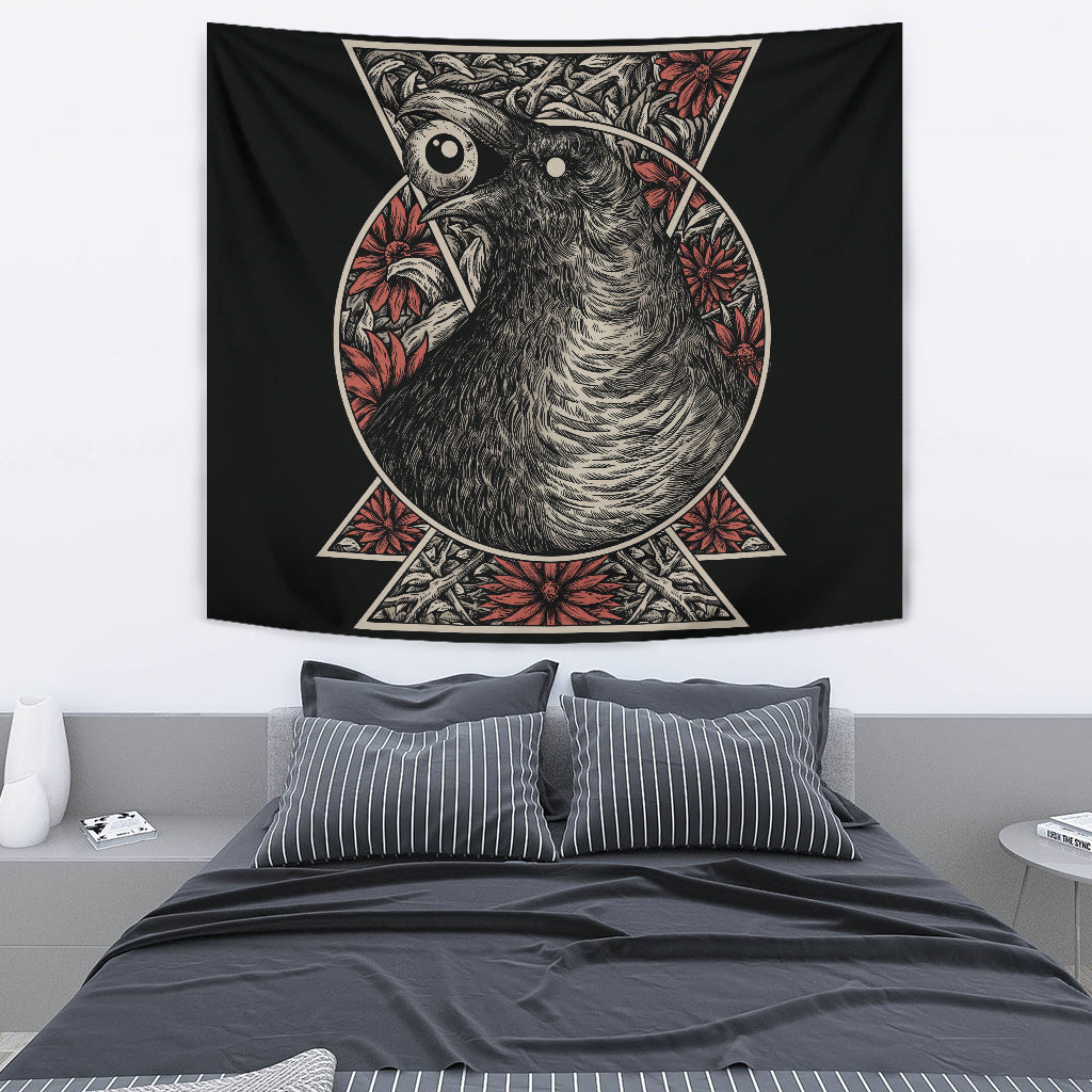 Gothic Occult Black Crow Eye Large Wall Tapestry Color Version