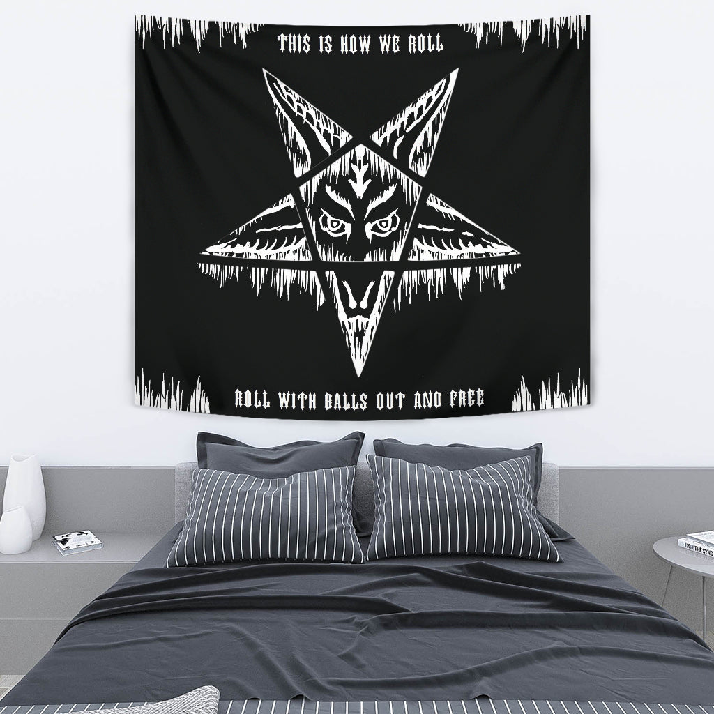 Satanic Pentagram Drip How We Roll Large Wall Tapestry