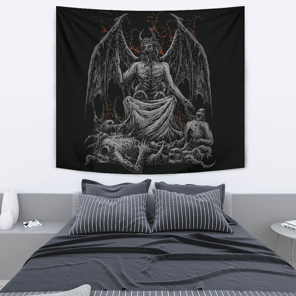 Skull Satanic Demon God Large Wall Decoration Tapestry Dark Version