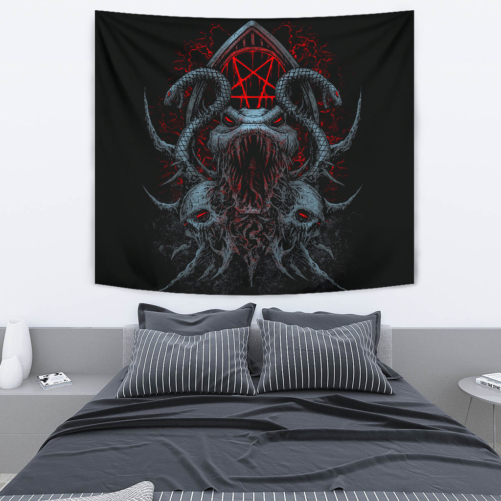 Skull Satanic Pentagram Serpent Shrine Color Version Large Wall Decoration Tapestry Special Promo Price