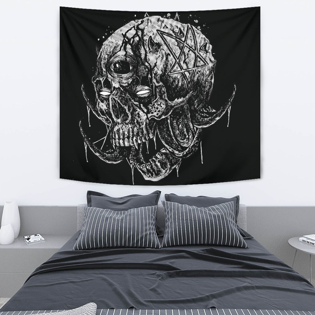 Skull Zombie Cyclops Satanic Pentagram Large Wall Decoration Tapestry