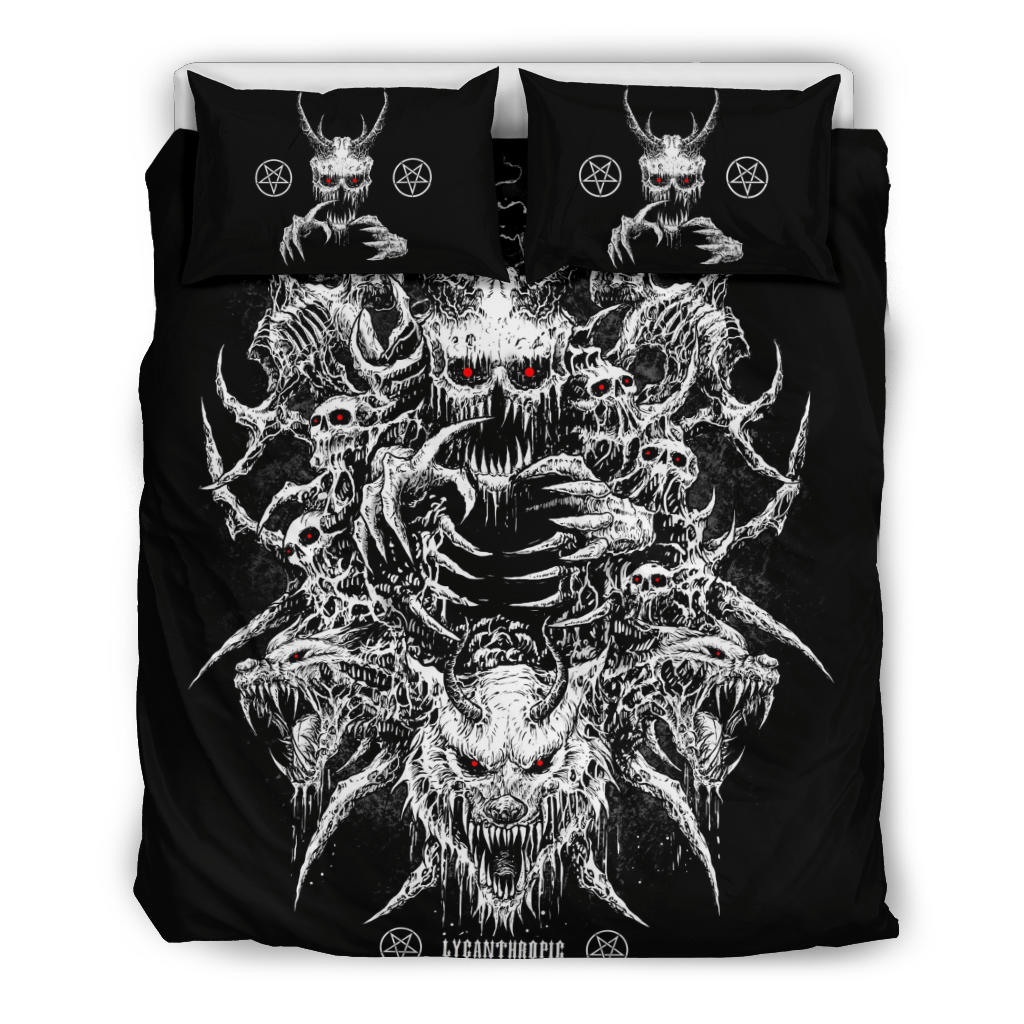 Skull Demon Wolf Inverted Pentagram Red Eye Demon pillow Version 3 piece Duvet Se