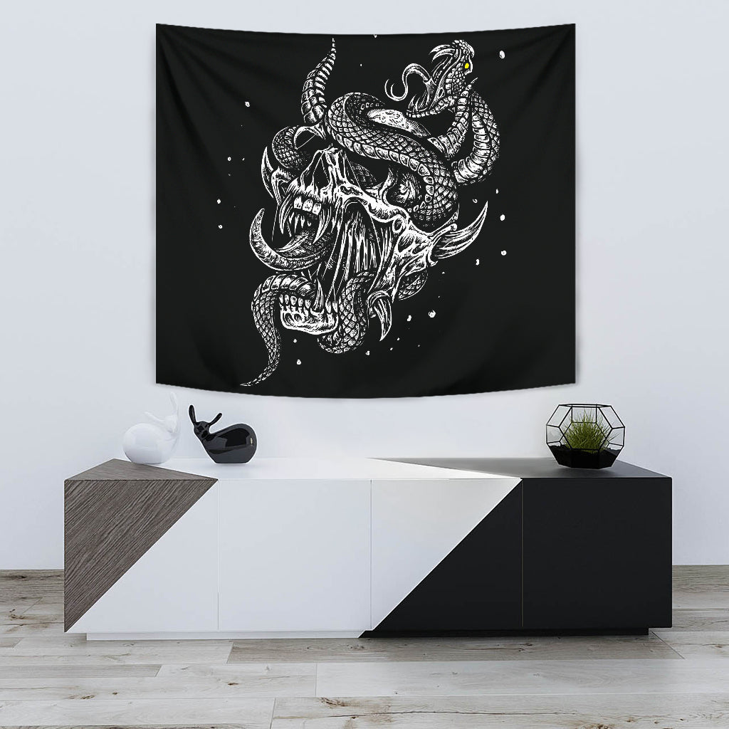 Skull Demon Glowing Eye Serpent Large Wall Tapestry