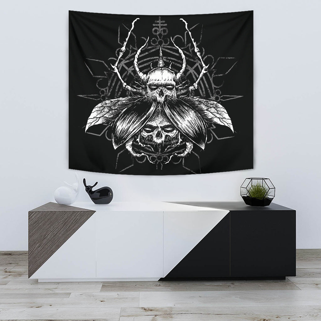 Skull Gothic Satanic Fly Large Wall Tapestry