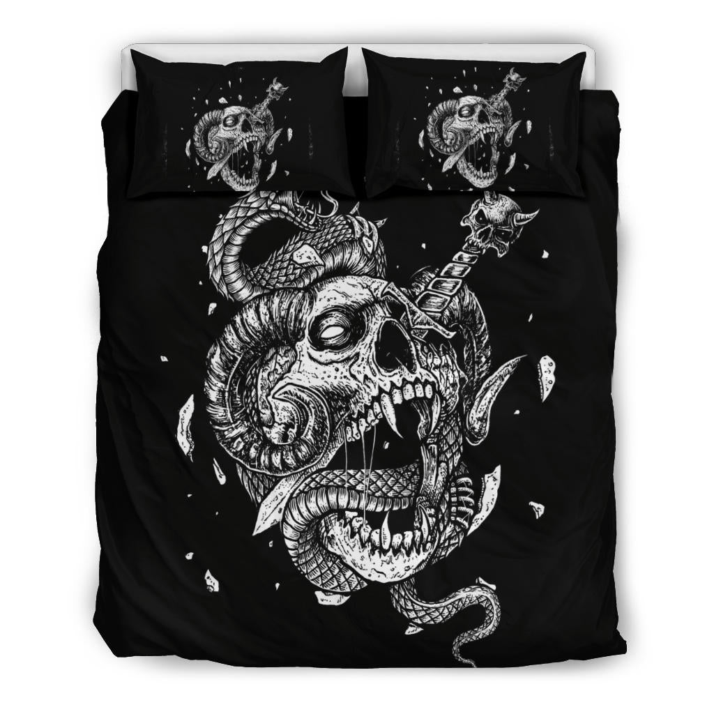 Skull Serpent Exploding Dagger Demon 3 Piece Duvet Set