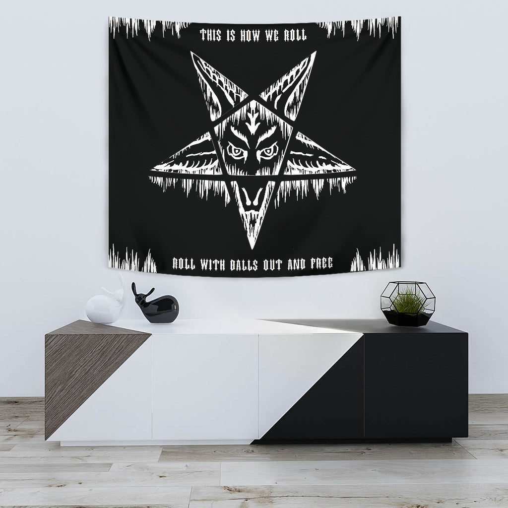 Satanic Pentagram Drip How We Roll Large Wall Tapestry