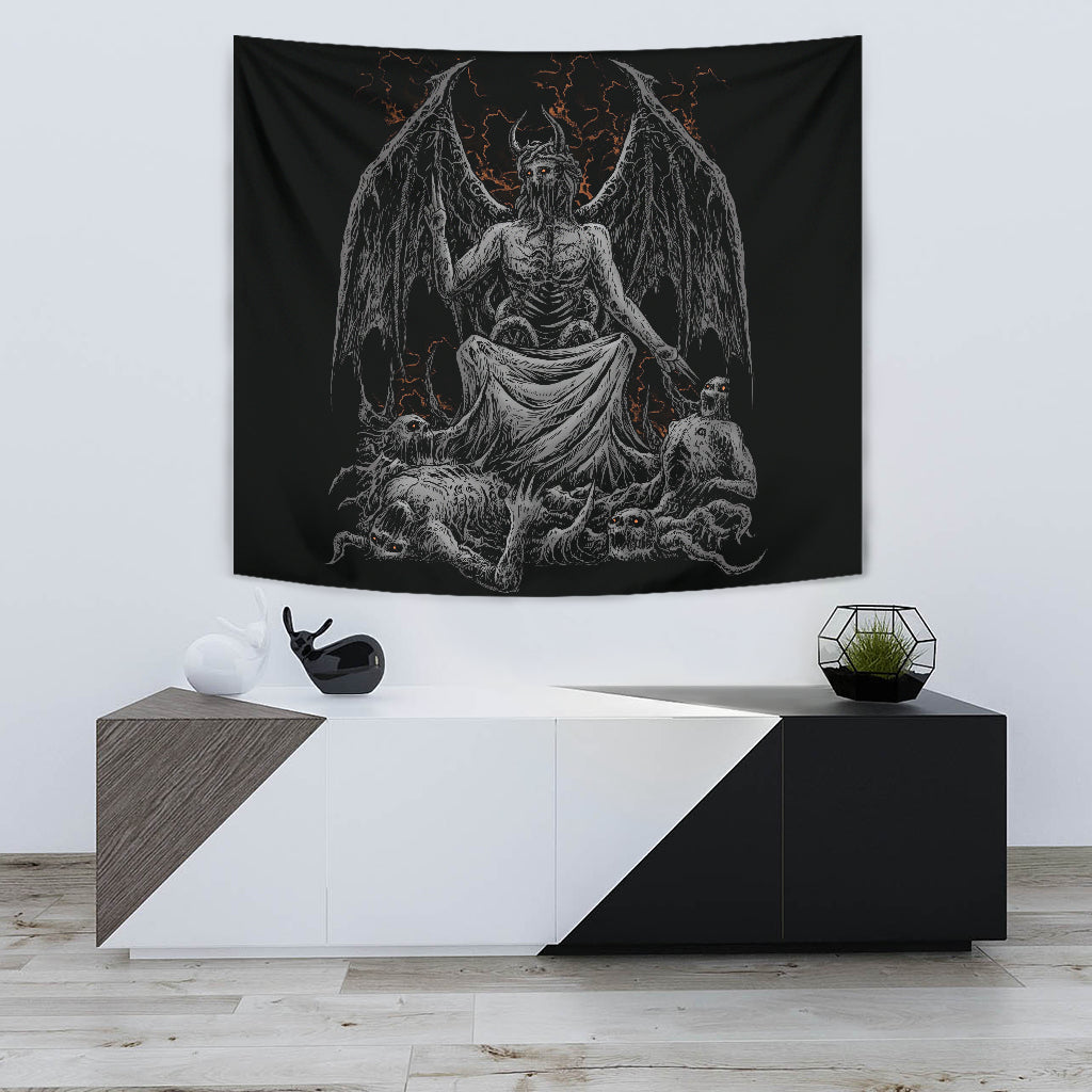 Skull Satanic Demon God Large Wall Decoration Tapestry Dark Version