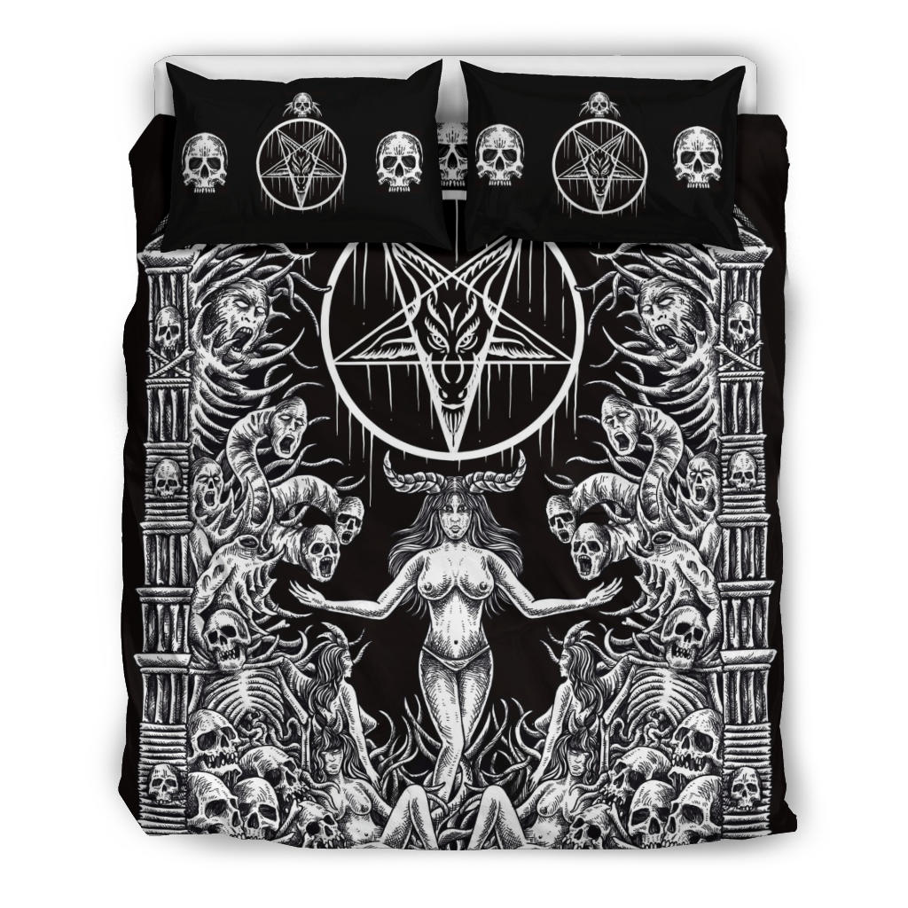 Skull Demon Satanic Pentagram Shrine 3 Piece Duvet Set